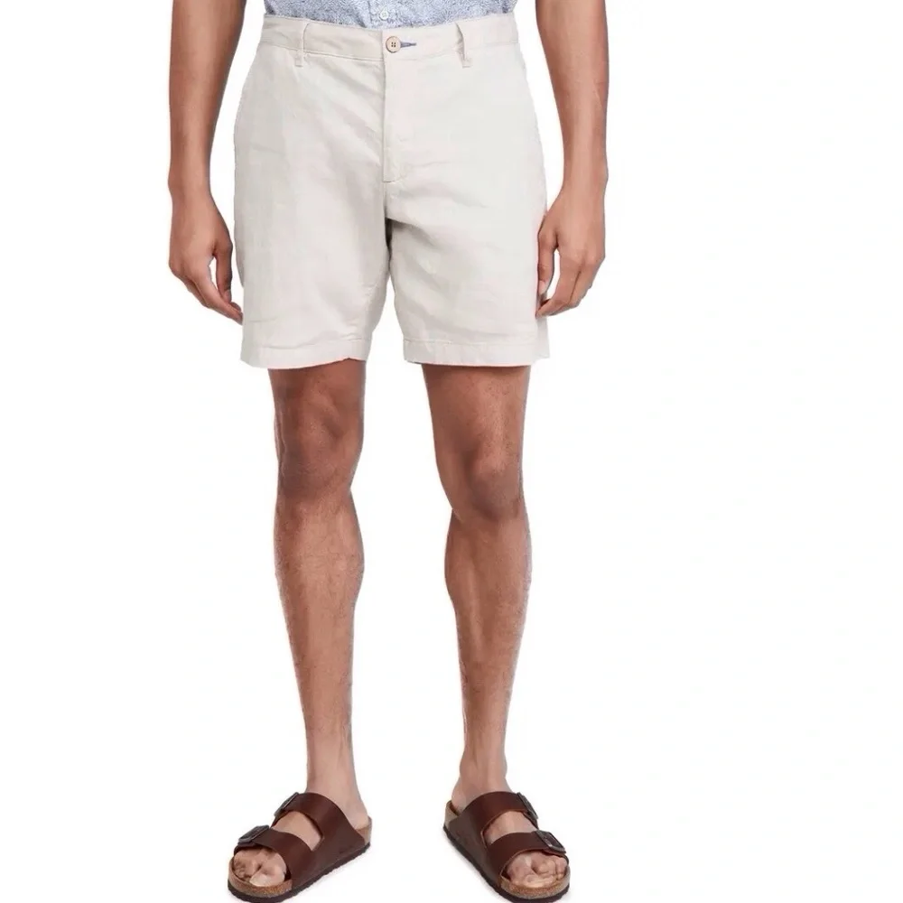 Faherty Tradewinds Mens Cream Linen Blend Shorts Size 42 X 7.5